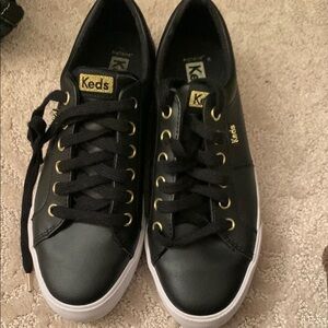 Keds Black Sneakers with Gold Accents